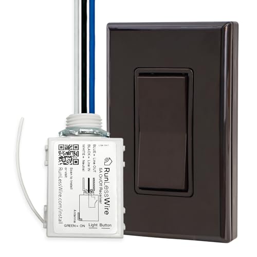 Image of RunLessWire Single Battery-Free Wireless Light Switch Kit - Brown