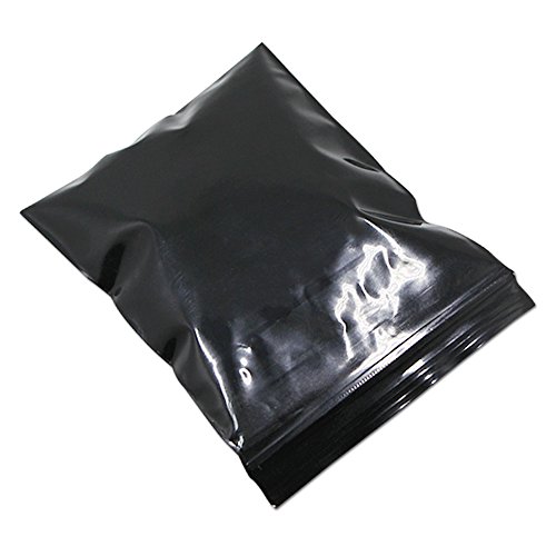 PABCK 100 Pieces Black Reclosable Zip Bags 5.1mil Thickness Poly Plastic Packaging Resealable Zipper Lock Closure Bag for Storage (5.1x7.48 inch)