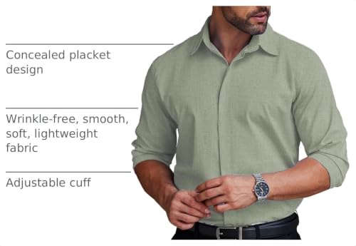 COOFANDY Men's Formal Dress Shirt Hidden Button Front Wrinkle Free Shirt Regular Fit Stretch Business Casual Shirts - Image 5