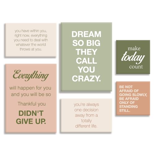 YEOION Inspirational Motivational Quotes Canvas Wall Art Set of 6 for Office & Bedroom