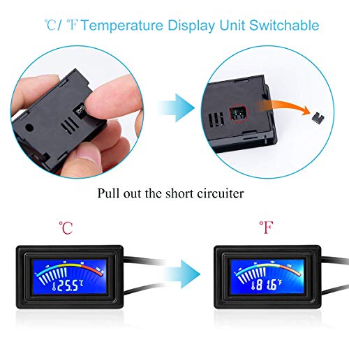 Keynice Digital Thermometer, Temperature Sensor Usb Power Supply, Fahrenheit Degree And Degrees Celsius Color Lcd Display, High Accurate-Black #TOP3