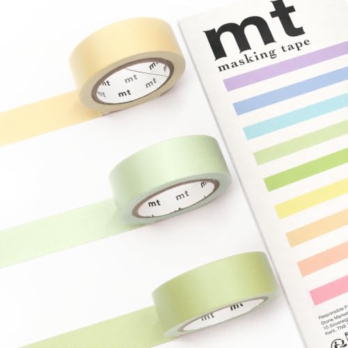 Image of MT Masking Tape - Kamoi Paper Washi Adhesive Tape - 15mm x 7m - Set of 3: Pastel Sunflower, Leaf, Ivy