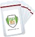 25 Pack - Heavy Duty Clear Vinyl Badge Holders for Vertical Name Badges - Great for Employee ID Card or Student ID - Water Resistant Sleeves with Red Resealable Top for Multiple Cards by Specialist ID