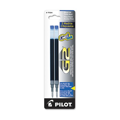 3 X Value Pack of 6 - Pilot G2 Gel Ink Refill, 2-Pack for Rolling Ball Pens, Fine Point, Blue Ink (77241)