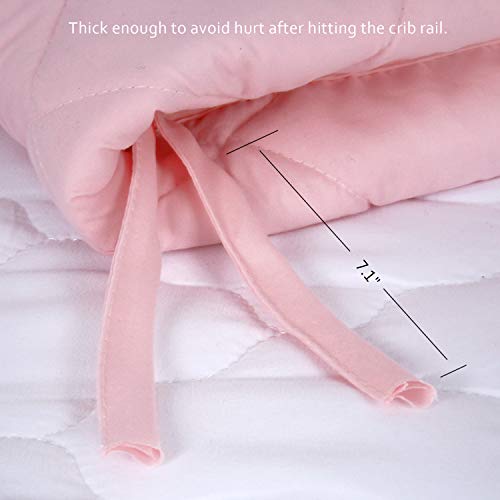 Breathable Mini Crib Liners for Girls, 24\"x 38\" Machine Washable Nursery Portable Crib Liner, 4 Pieces for Babies Mini Crib Liners Padding, Pink - Thumbnail 3