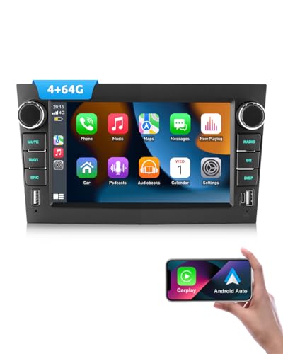ESSGOO 4+64G Wireless Autoradio Android 14 mit Carplay und Android Auto Für Opel Corsa C/D Zafira B Astra G H 7 Zoll IPS Touchscreen Bluetooth FM RDS GPS Schwarz