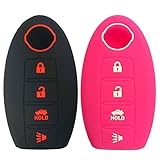 Coolbestda 2Pcs Rubber 4buttons Key Fob Protector Keyless Entry Holder Cover Skin Jacket for Nissan Altima Maxima Murano Armada Gt-r Sentra