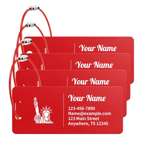 Personalized Luggage Tags for Suitcases, 4 Pack