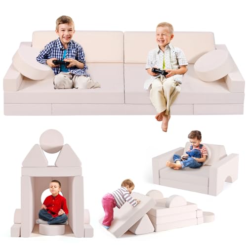 Lischwert Divano per bambini, divano da gioco per bambini in schiuma blocchi di costruzione, divano modulare per bambini morbido mobili per bambini Divano per ragazzi e ragazze Sviluppo Intelligenza
