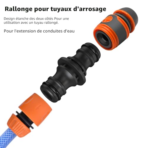 2 pièces Raccord, 1/2 pouce double fiche Pièce de raccordement pour une connexion sûre des tuyaux, connexion de deux tuyaux pour la prolongation – vue 3