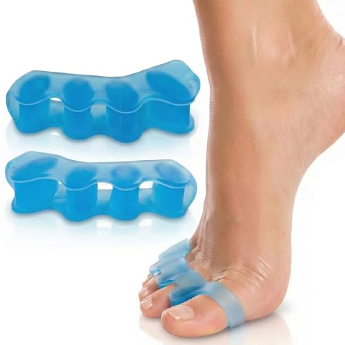 ViveSole Toe Spacers for Women & Men (4 PCS) - Silicone Gel Toe Separators & Spreaders for Pedicure & Plantar Fasciitis - Bunion Corrector, Hammer Toe Straightener & Stretcher for Pain Relief (Large)