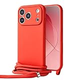 Handodo スマホケース iphone 17pro用 ケース スマホ シリコン カバー 耐衝撃ケース ストラップ付きケース スマホショルダーケース 携帯ケース フルカバー 調節可能なショルダー 紐付き 首かけ 斜めがけ 薄型 カメラ保護 おしゃれ 軽量 シンプル 頑丈 オレンジ