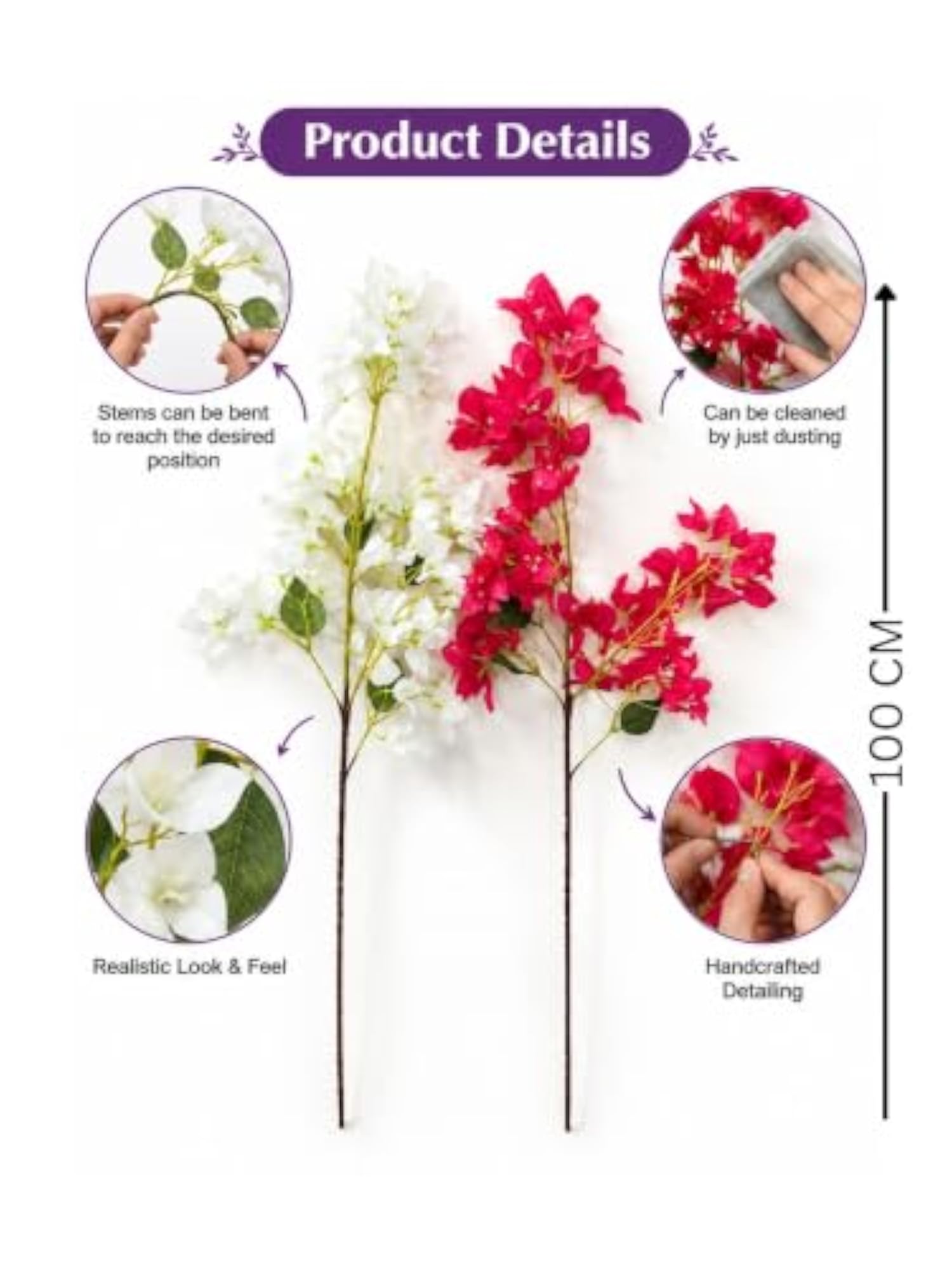 Artificial Bougainvillea Flower Stems Pack of 2