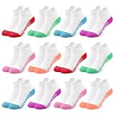 GENTABY Girls Trainer Socks Sports Ankle Kids White Black Athletic Running School Toddler Buffer Skin-Friendly Soft Cotton 12 Pairs for 10-14 Years Children in Summer
