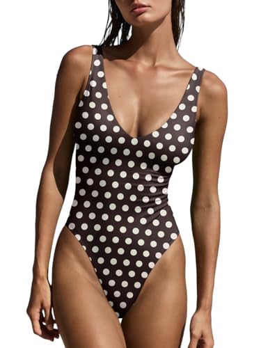 Image of LASLULU Womens One Piece Swimsuit Padded Sexy V Neck Swimwear Bathing Suits