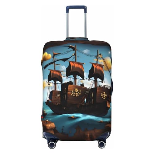 Luggage Suitcase Cover Protector, Printed Cartoon pirate ship Luggage Covers for Suitcase, Baggage Covers Fits 18-32 Inch Luggage