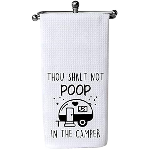 XIKAINUO Funny Camper Waffle Cotton Kitchen Towels Hand Towel, Camping Kitchen Decor Towel Flour Sack Towel Dish Towel for Campers, Hikers, Friend Camping Camping RV Accessories Gifts Cover