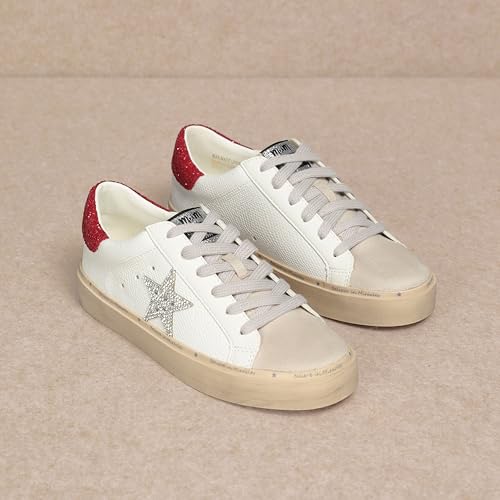 Image of Mi.iM Gaby Women's Star Sneakers - Snake Print Suede Lace-Up Fashion Shoes with Rubber Sole