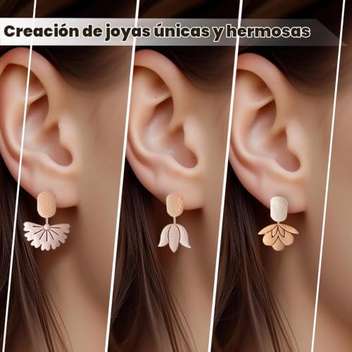 Miniatura 4 de Bofanze 7 Pcs Cortadores De Aretes De Arcilla Cortadores De Arcilla Polimérica Aretes De Arcilla Pendientes Troqueles Polymer Clay Cutters Para Pendientes Y Otras Artesanías Forma De La Flor