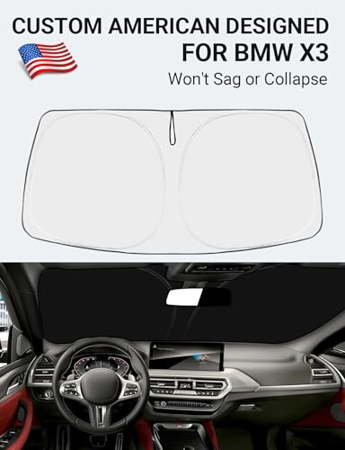 Image of Proadsy 2026 Upgrade Front Windshield Sun Shade Foldable Sunshade Protector Custom Fit 2018-2025 BMW X3 Accessories