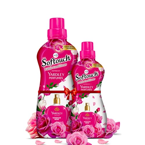 Image of Softouch Yardley Windsor Rose 800+210 ml Fabric Conditioner | Long lasting fragrance for clothes