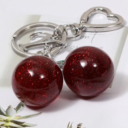 Heart-Shaped Keychain with Initial A-Z and Cherry Charm Bag Charms for Women,Car Accessories