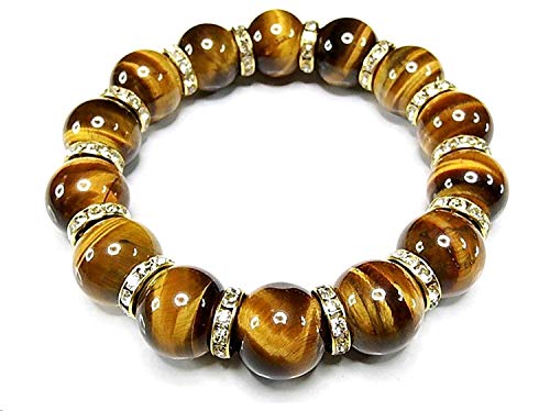 Pierre œil de tigre jaune perle ronde 16 mm cristal pour création de bijou