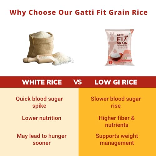 Image of Gatti Fit Grain: Low GI Sona Rice - 1 Kg | Diet & Diabetic Friendly | Ideal Choice for Diabetics & Weight Management for Health-conscious Individuals | Certified Low Sugar Rice | Clinically Certified