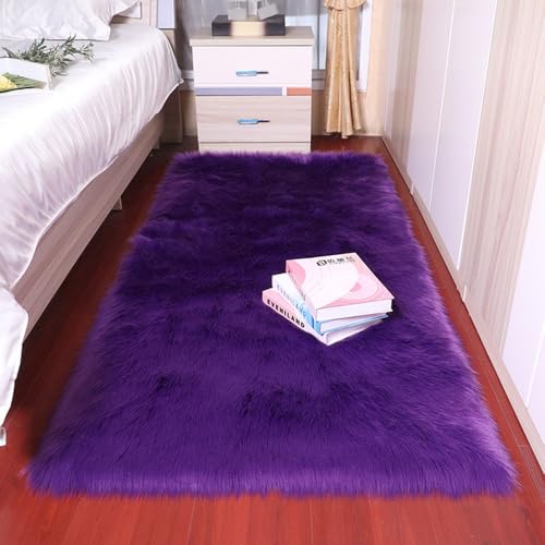 Tapis artificiel canapé blanc poilu 60x90cm pour sol de chambre et salon - 2