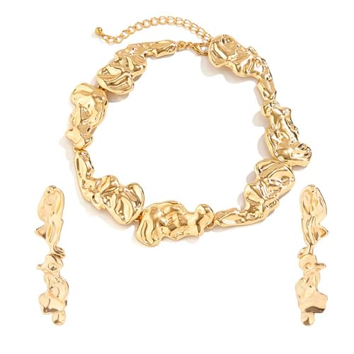 Irregular Lava Choker Gold Necklace Gold Statement Choker Necklace for Women Chunky Liquid Dripping Metal Buckle Collar Necklace Chunky Gold Necklace