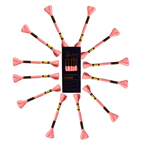 Image of 12 Pieces 50 /957 Geranium Premium Embroidery Thread Egyptian Cotton Skeins Cross Stitch Floss Oeko TEX Stranded Red Light Pink 50