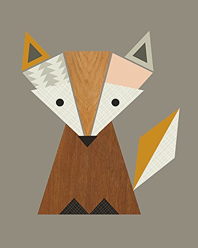 Little Design Haus "Geometric Fox" Canvas Print, Cotton, Multi-Colour, 3.20 x 40.00 x 50.00 cm