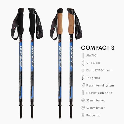 fizan compact 3 trekking poles  56 oz ultralight backpacking thru hiking poles adjustable collapsible customized fit eva grips aluminum walking sticks compact 3