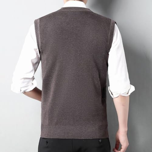 Chaleco de jacquard casual sin mangas con patrón argyle clásico de caballero 6