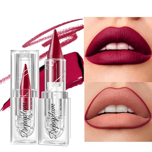 Image of Depuplum Burgundy Lipstick Gradient Matte Lip Liner Combo for Women