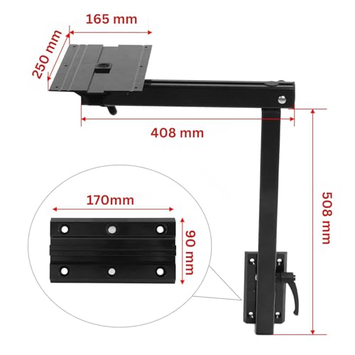 Marvix Pied de table pivotant détachable à 360 degrés avec base amovible noire pour système de jambe de camping-car T5 T6, caravane, camping-car et bateau – vue 4