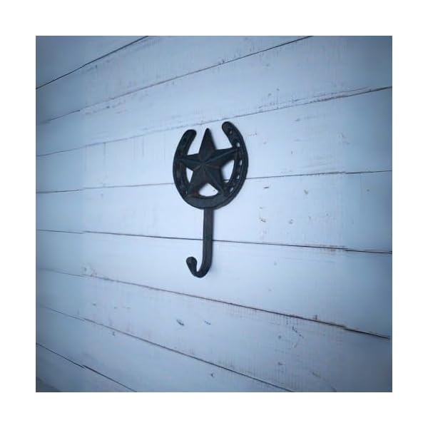 Cast iron star horseshoe single wall hook  urban country home decor