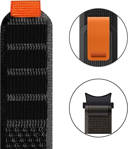 Image of FOLX FAB12 Trail Velcro Nylon Sports Band Compatible for Samsung Galaxy Watch 4 Band & Galaxy Watch 5 Band 44mm 40mm /Watch 5 Pro Bands 45mm /Galaxy Watch 4 Classic Bands 46mm 42mm,20mm Sport Strap Wristbands for Men Women [ NO GAP ARC EDGE ] (BLACK & GREY)