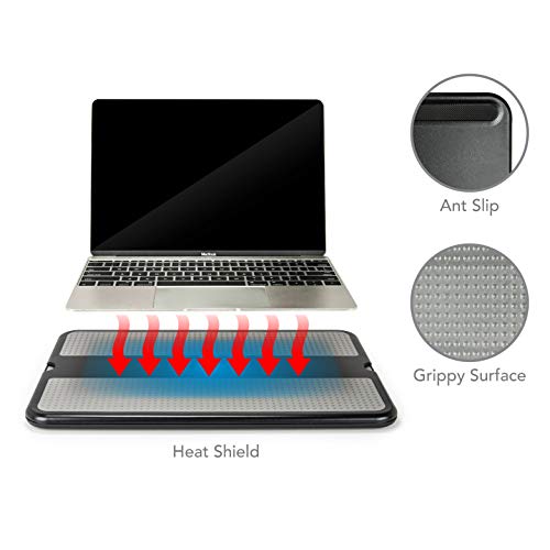 Eho Laptop Lap Pad - Laptop Stand Pad W Retractable Mouse Pad Tray, Anti-Slip Heat Shield Tablet Notebook Computer Stand Table W/Sturdy Stable Cooler Work Surface For Bed Sofa Couch Or Travel #TOP3