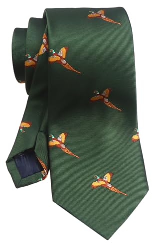 Mens Forest Green Neckties Birds Design Tie Halloween Print Novelty Neck Ties for Every Outfit