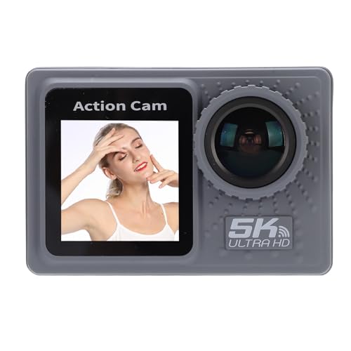Asixxsix Cámara de Acción WiFi 5K 30FPS 24MP, Cámara Subacuática a Prueba de Agua Anti Vibración, Cámara Deportiva para Moto con Gran Angular de 170°, para Esquí y Bicicleta