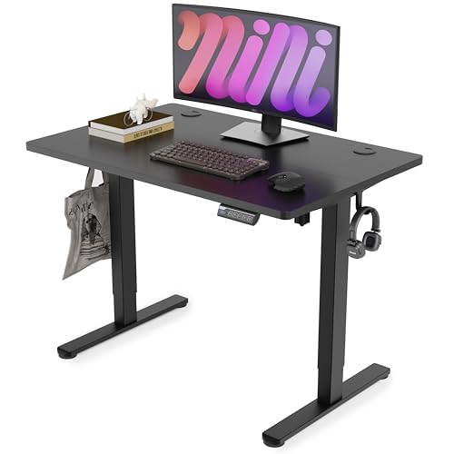 Monomi Electric Standing Desk, 55x24 Inches Adjustable Height Sit Stand Up, 3 Memory Preset Home Office Computer PC Table, Writing Rising Desks with Wheels,Cherry