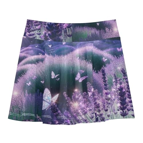 Athletic Shorts for Girls Skorts Tennis Skirts Kids Neon Flowy Skirt Diamond Butterfly Purple Lavender 3t2