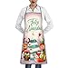 Delantales de cocina con estampado de Papá Noel para mujer, delantal de cuello con bolsillo, delantales de cocina para cocina, hornear, jardinería, unisex, blanco, Talla única