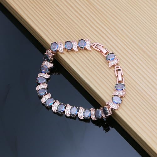 Image of LMXXVJ Fashion Tennis Bracelet Created Emerald White Gold Plated Charm Bracelet Gifts Jewelry for Women