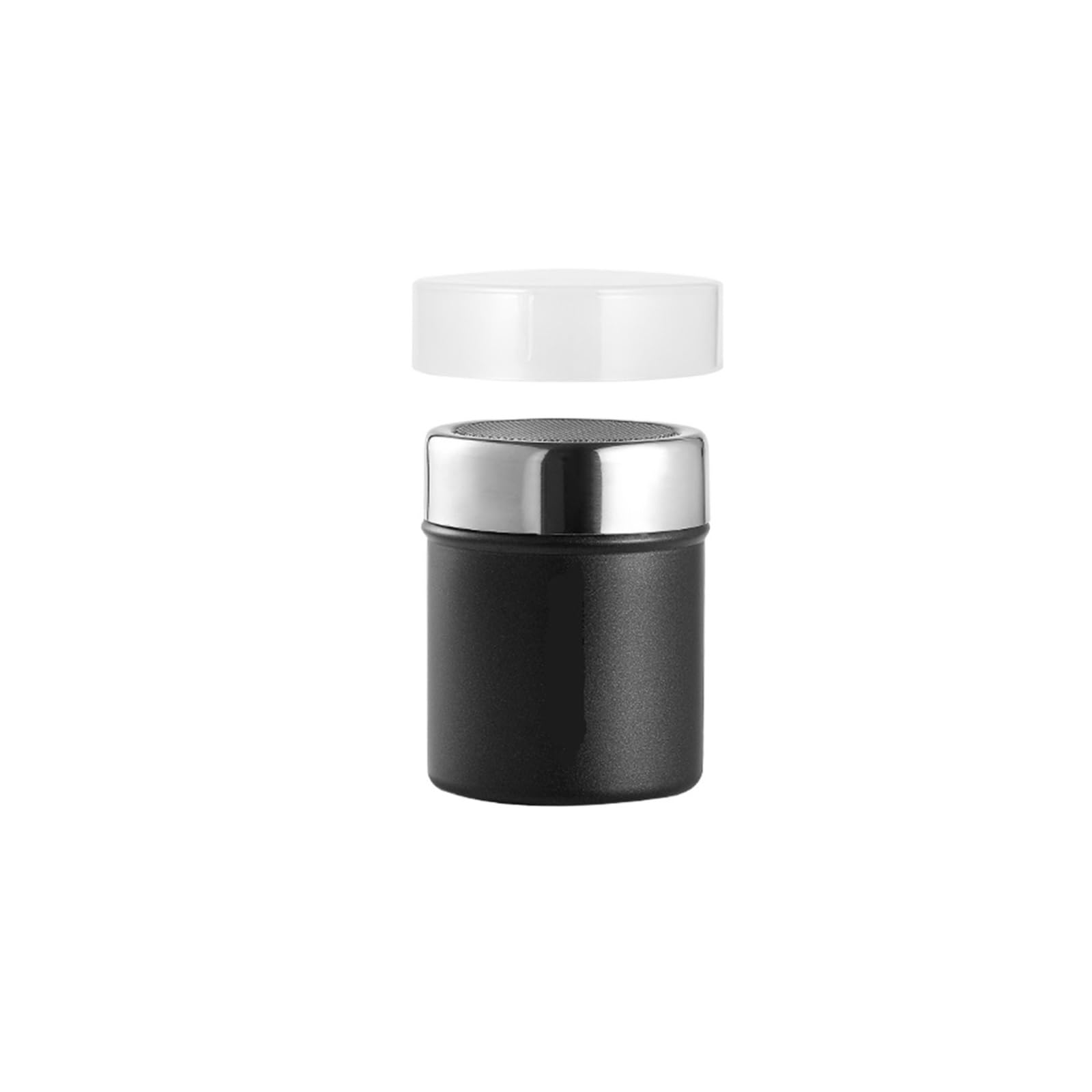 Pulverstreuer, kompatibel mit MHW-3BOMBER, Feinsieb | Aus 304 Edelstahl, 2-teiliges Set für Kakao, Zucker, Zimt und Gewürze(1pcs Black)