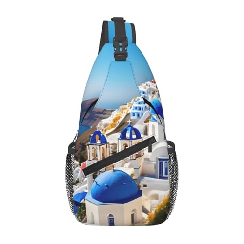 Bolso cruzado Santorini con estampa vista al mar miniatura 1