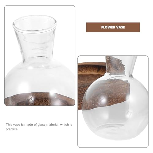 Jarrón hidropónico de vidrio refinado y madera premium 4