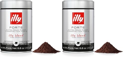 illycaffè Café molido para Espresso, Tueste Fuerte, Lata de 250 gramos (Paquete de 2)