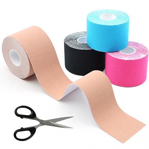 BORISCA 4 Rollen Kinesiologie Tape, 5m x 5cm Physio Tape Sport Tape Set Wasserfestes Sporttape Hautfreundlich Tape Sport mit Schere, für Knie Schulter Ellbogengelenke (Mehrfarbig) BORISCA 4 Rollen Kinesiologie Tape, 5m x 5cm Physio Tape Sport Tape Set Wasserfestes Sporttape Hautfreundlich Tape Sport mit Schere, für Knie Schulter Ellbogengelenke (Mehrfarbig)